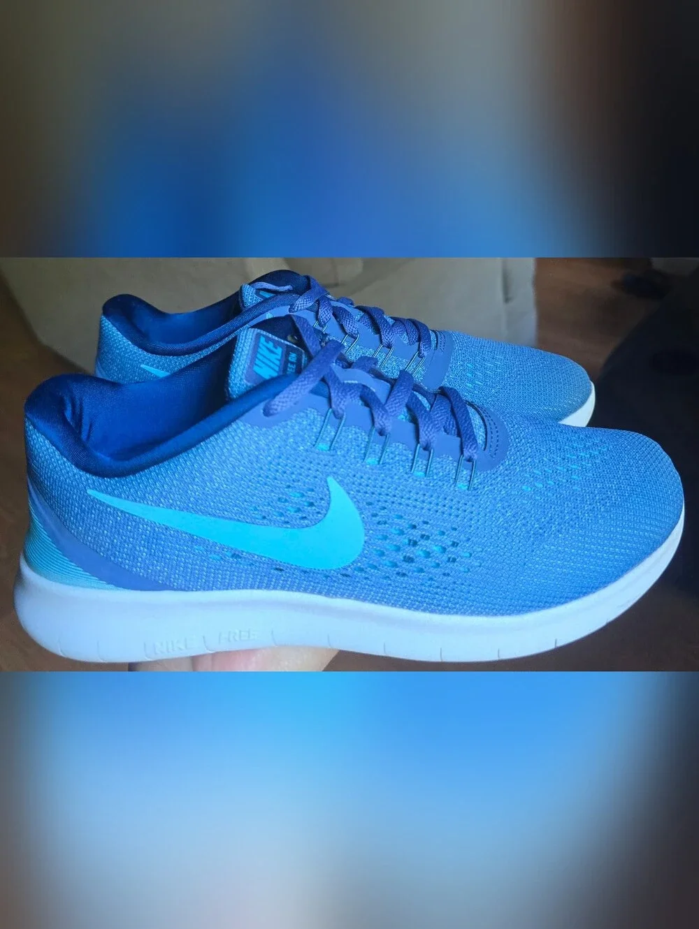 Sz 8 Women's NIKE FREE RN Blue Running Training Shoes